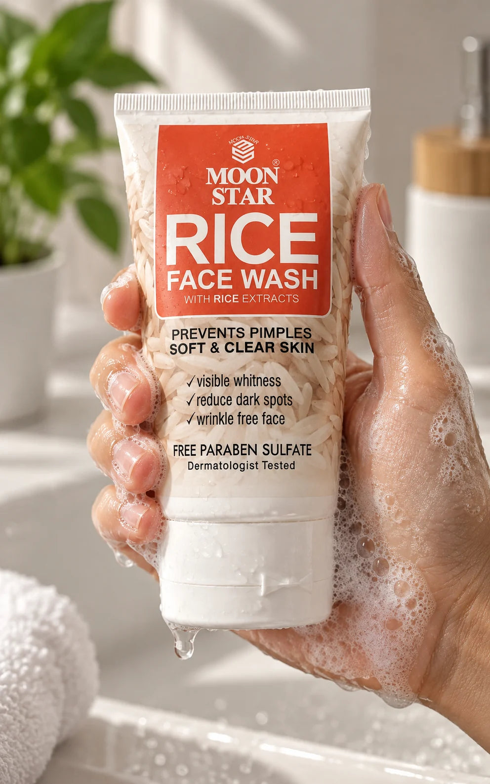 Moon Star Rice Face Wash with Rice Extracts – Soft & Clear Skin