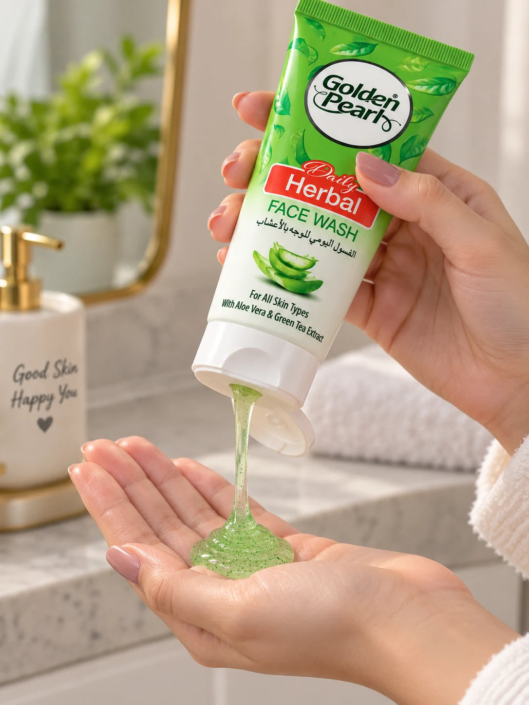 Golden Pearl Daily Herbal Face Wash with Aloe Vera & Green Tea